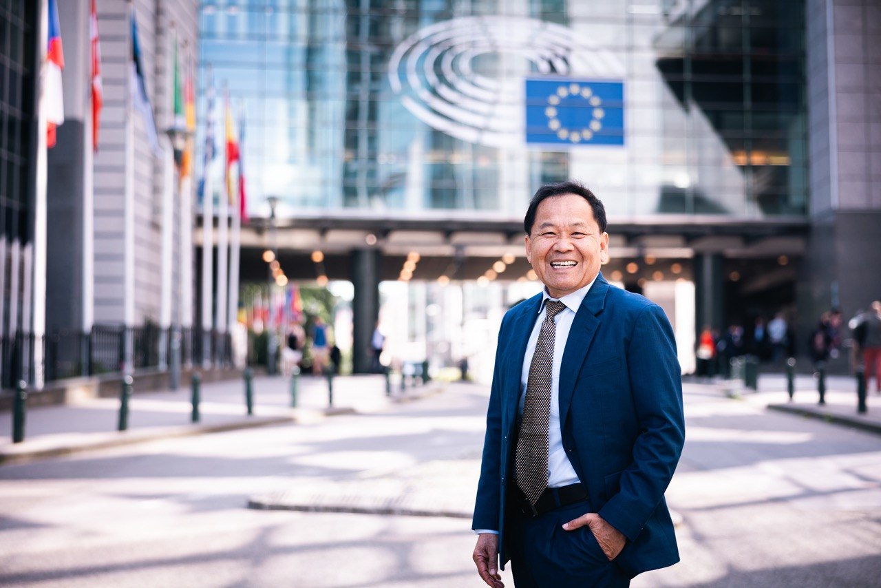 Senator Mardi Seng outside the European Parliament in Brussels